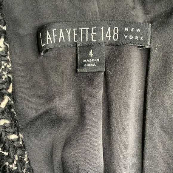 Lafayette 148 Tweed Blazer Jacket black and white size 4 - Picture 3 of 6